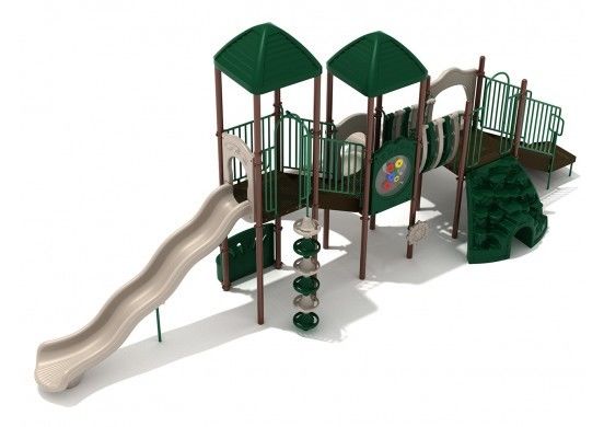 OEM 야외 놀이터 장비 슬라이드와 녹색 나무 놀이터