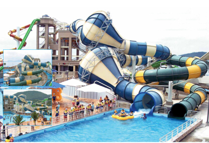 물 스포츠 게임에 대한 야외 성인 다채로운 유리 섬유 워터 슬라이드 장비