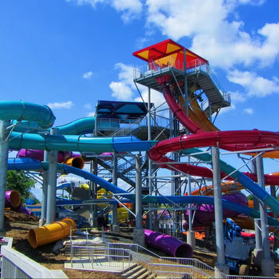 좋은 가격 Fiberglass Water Park Slide with Pool End 6-8mm Thickness and Over 10 Years Service Life 온라인으로