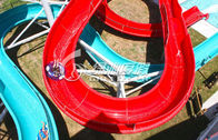 Family Open Spiral Slide Water Park Equipment , Blue Red Green Fiberglass Spiral Water Slide