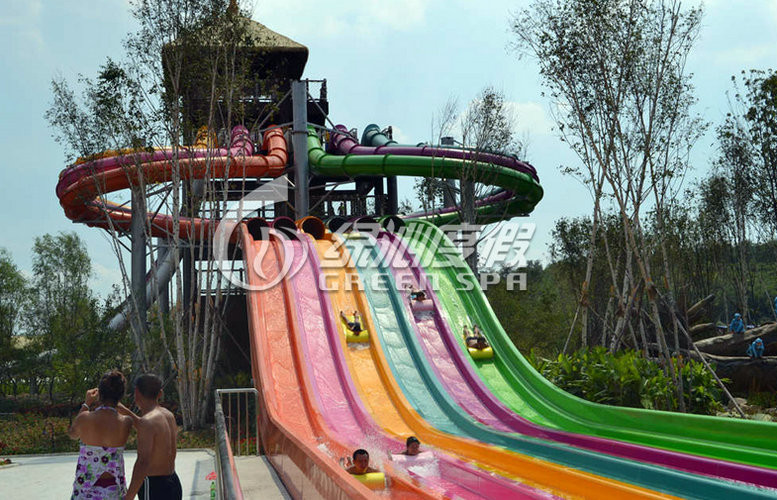 Fiber Glass Rainbow Water Slides for Racing Aqua Playground Equipment