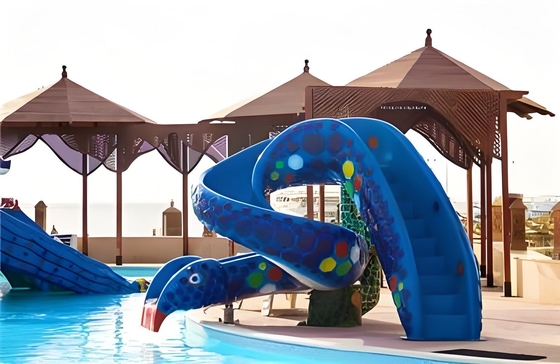 좋은 가격 Fiberglass Water Splash Swimming Pool Slide Waterplayground Water Park Animals Set Color customization Elephant Snake Rainbow Children's Pool Slide 온라인으로