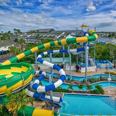 좋은 가격 Customized Colorful Fiberglass Water Park Slide for Resort Hotels Ending with Pool 온라인으로
