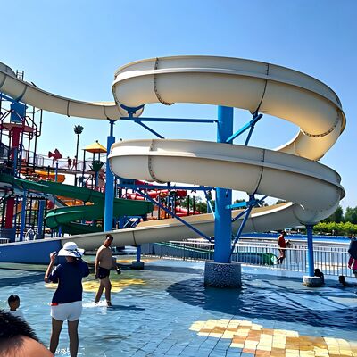 Wholesale Commercial Fiberglass Spiral Water Slide 6-8mm Thickness Water Park Equipment With 1 Year Warranty